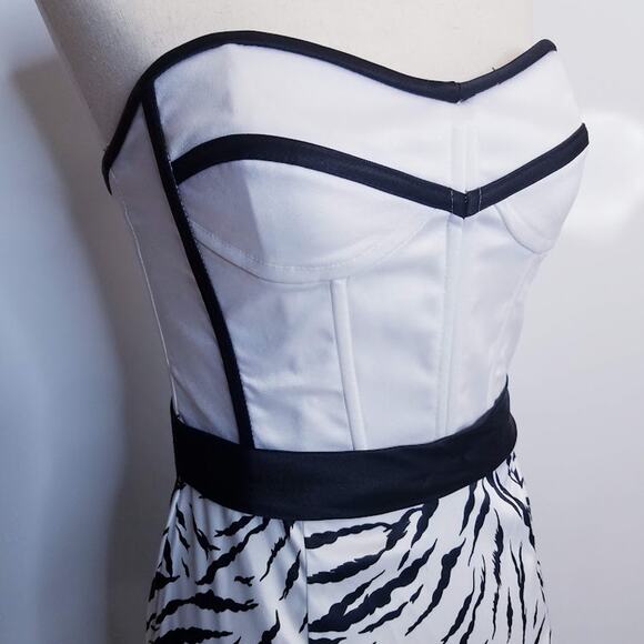 Gunne Sax strapless maxi dress gown size 3 black and white - Picture 3 of 7